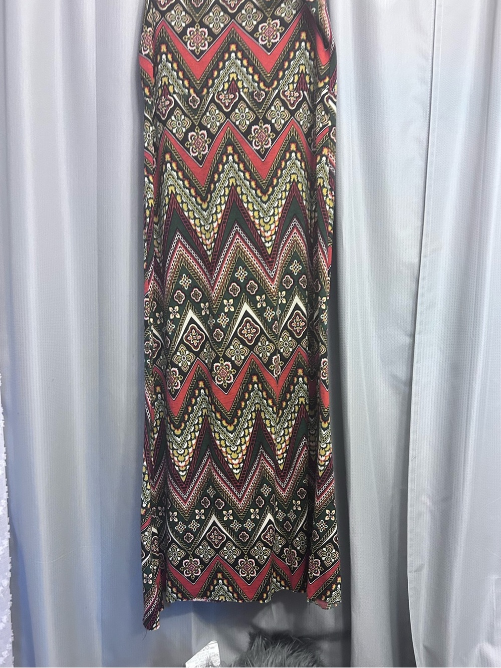 50%offw❤️ The zig zag striped tribal, print Maxi Skirt cottage core BoHo medium